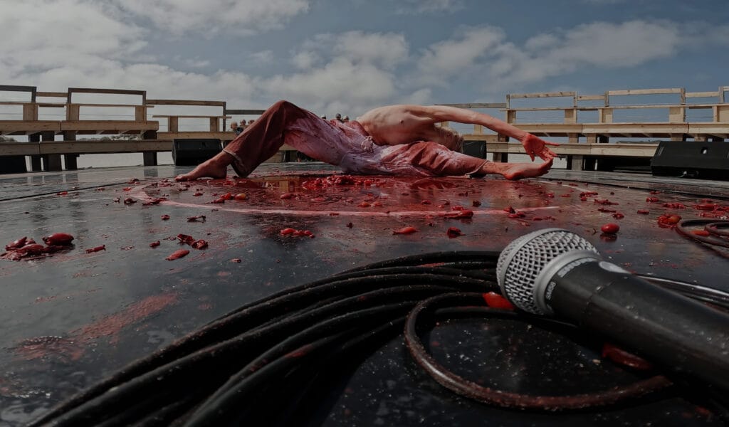 Artist Lisette Ros with LR On Demand 'I'll dance as fast as I can Part 2: the raving ones' installation view